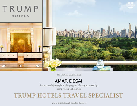 Trump hotel certificate Image